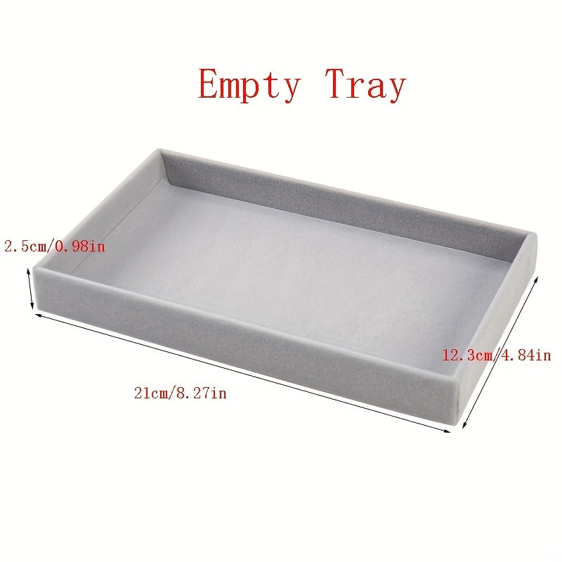 Soporte de exhibición y caja de almacenamiento apilable para joyas de terciopelo, para pendientes, anillos y collares