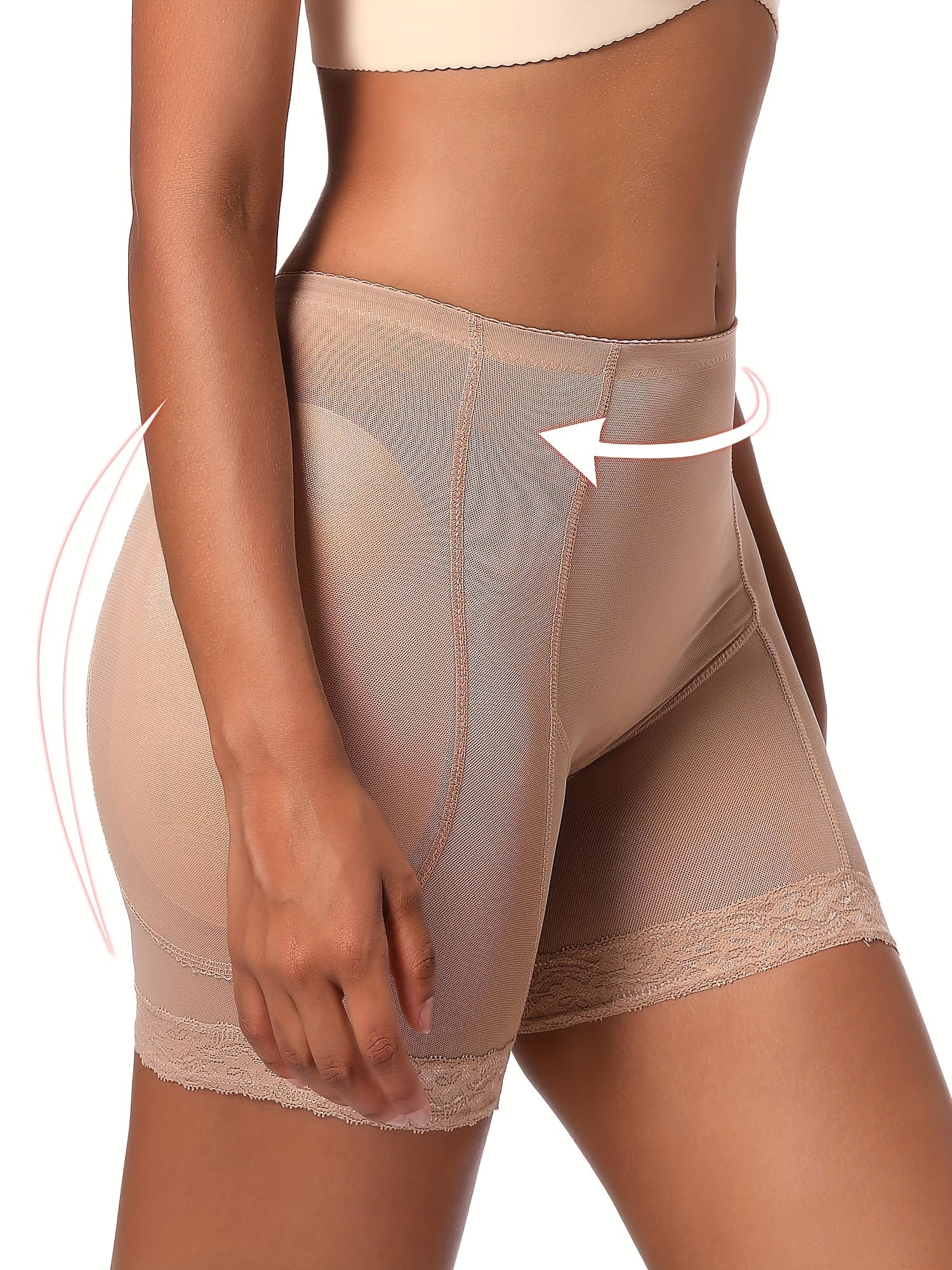 Women Mesh Shaping Shorts Tummy Control Butt Lifting Knit Fabric Solid