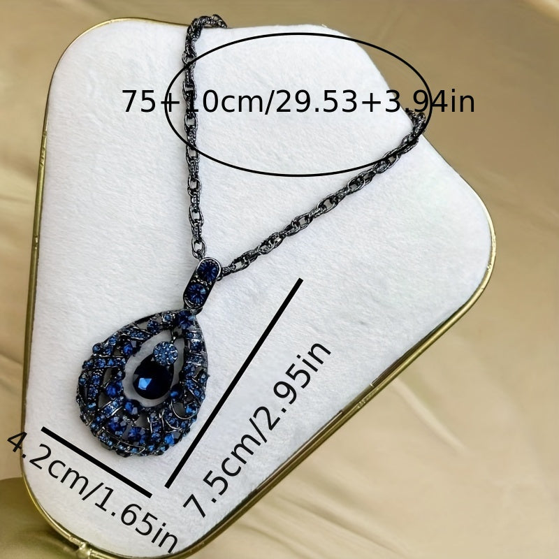 Zamonaviy Uzoq Sviter Marjon, Qadimiy Charm va Suv Tomchisi Pendanti bilan - Mis va Kubik Zirconiya Toshlaridan Iborat, Norasmiy va Partiya Kiyimlari Uchun Ideal