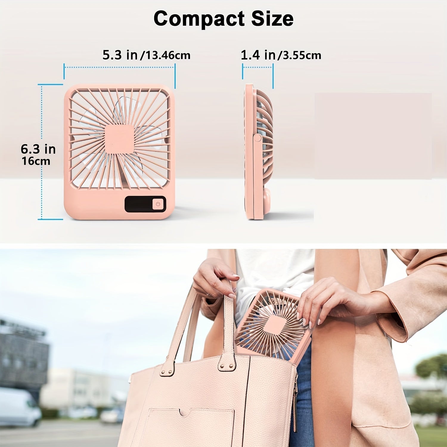 Portable Pink USB Desktop Fan 16.5cm Foldable 5-Speed for Home Office Outdoor