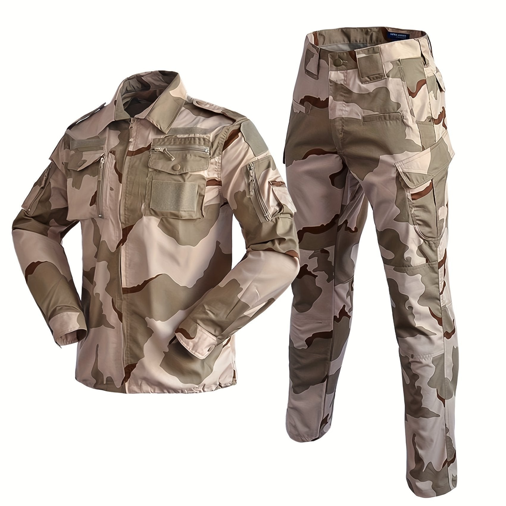 Men's Camo Training Suit Breathable Durable Polyester for Outdoor Activities