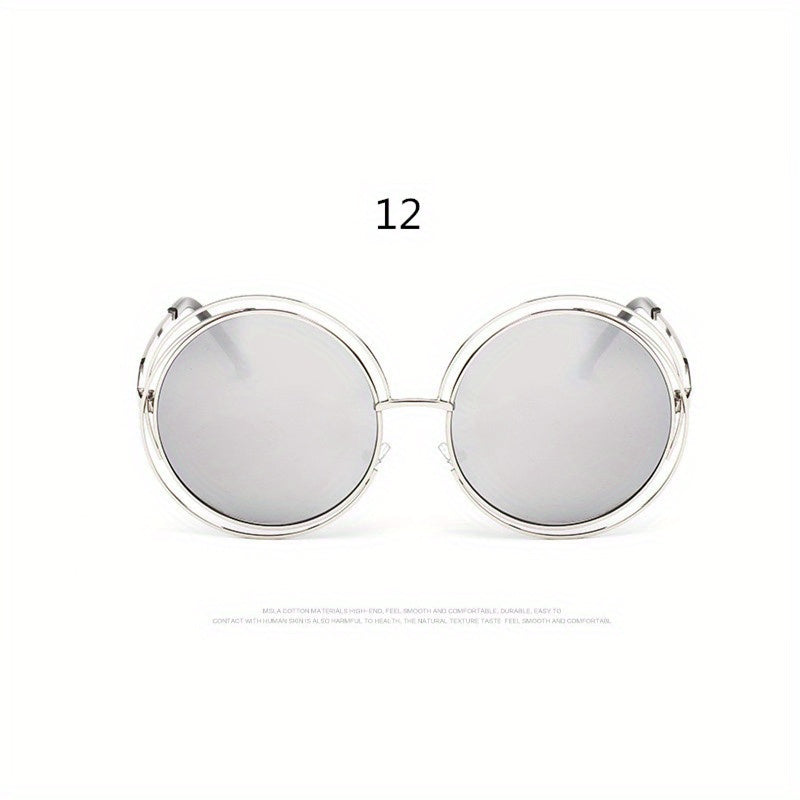 Унисекс металлические очки в oversized круглой полой форме для летних пляжных вечеринок