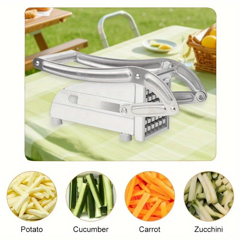 Stainless Steel Manual French Fry Cutter - Kartoshka, piyoz va bodring uchun ko‘p qirrali kesgich. Mustahkam, ergonomik tutqich bilan jihozlangan muhim oshxona asbobi.