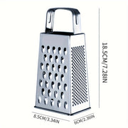 Rallador de caja de acero inoxidable de 4 lados para queso, verduras, papas, mango antideslizante