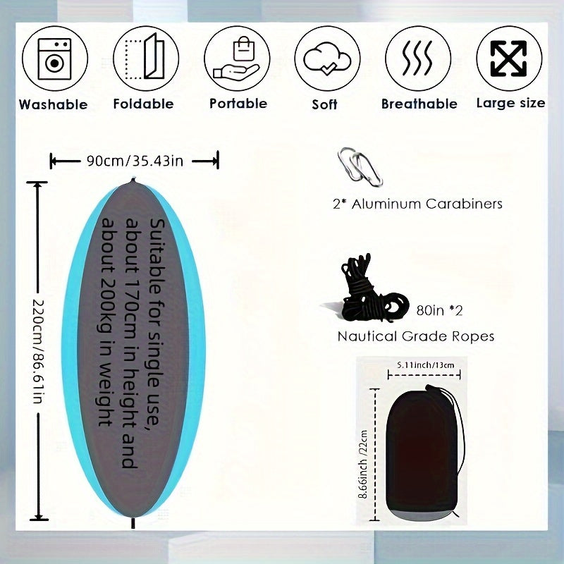Yengil naylon parashyut matosidan tayyorlangan bitta kamping g'ildiragi, ochiq havoda sarguzashtlar va plyaj sayohatlari uchun mukammal, 199.58 KG gacha yuk ko'taradi.
