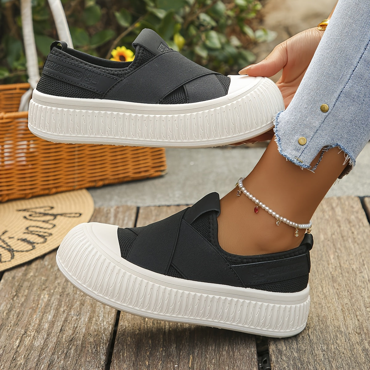 Women's Breathable Summer Slip-On Shoes with Cross Elastic Design