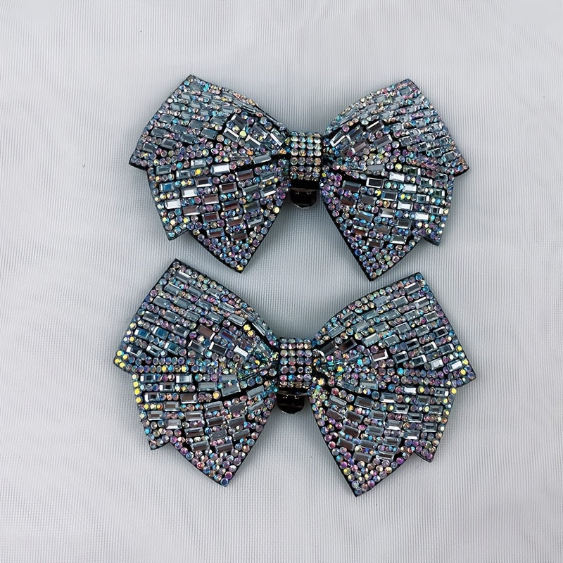 2pcs Black Polyester Bowknot Shoe Charms Removable Butterfly Knot Decorations