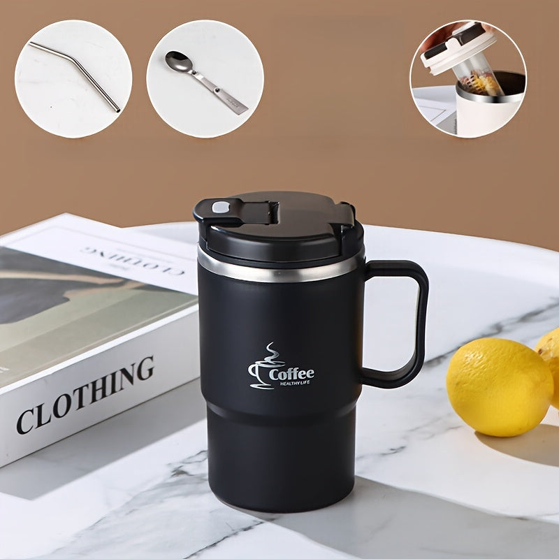 550ml Stainless Steel Coffee Mug with Lid and Tea Infuser for Office and Travel