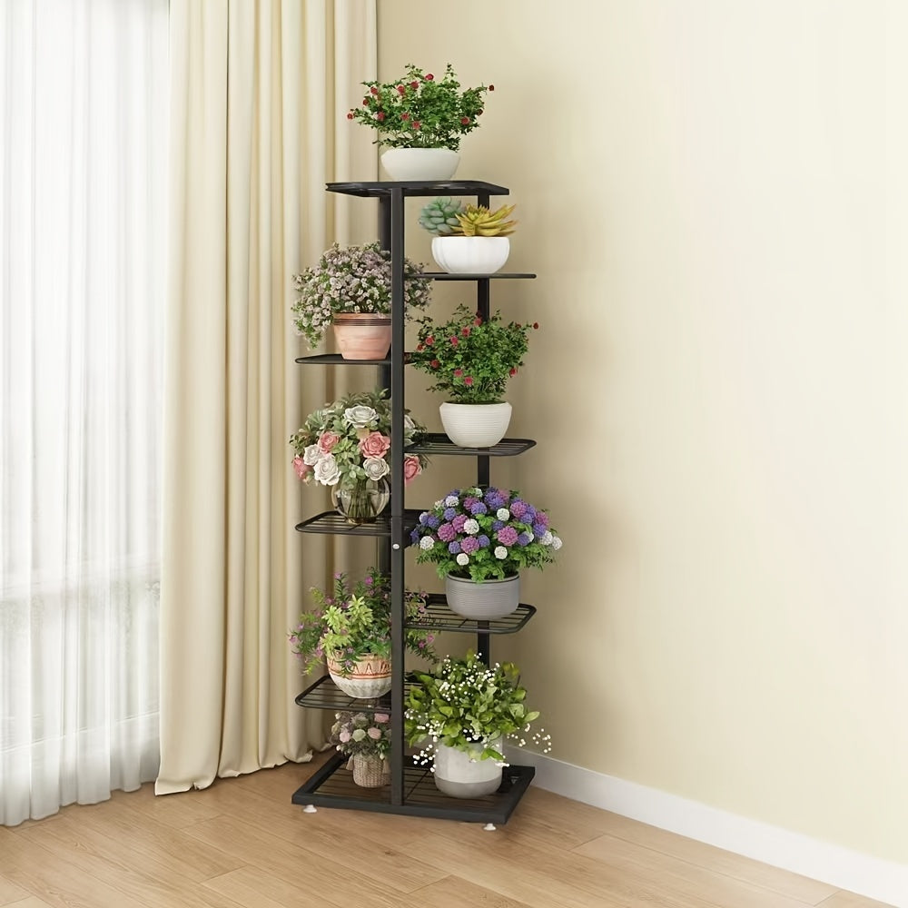 Multi-Layer Metal Flower Pot Rack for Living Room and Balcony Holds 9 Plants