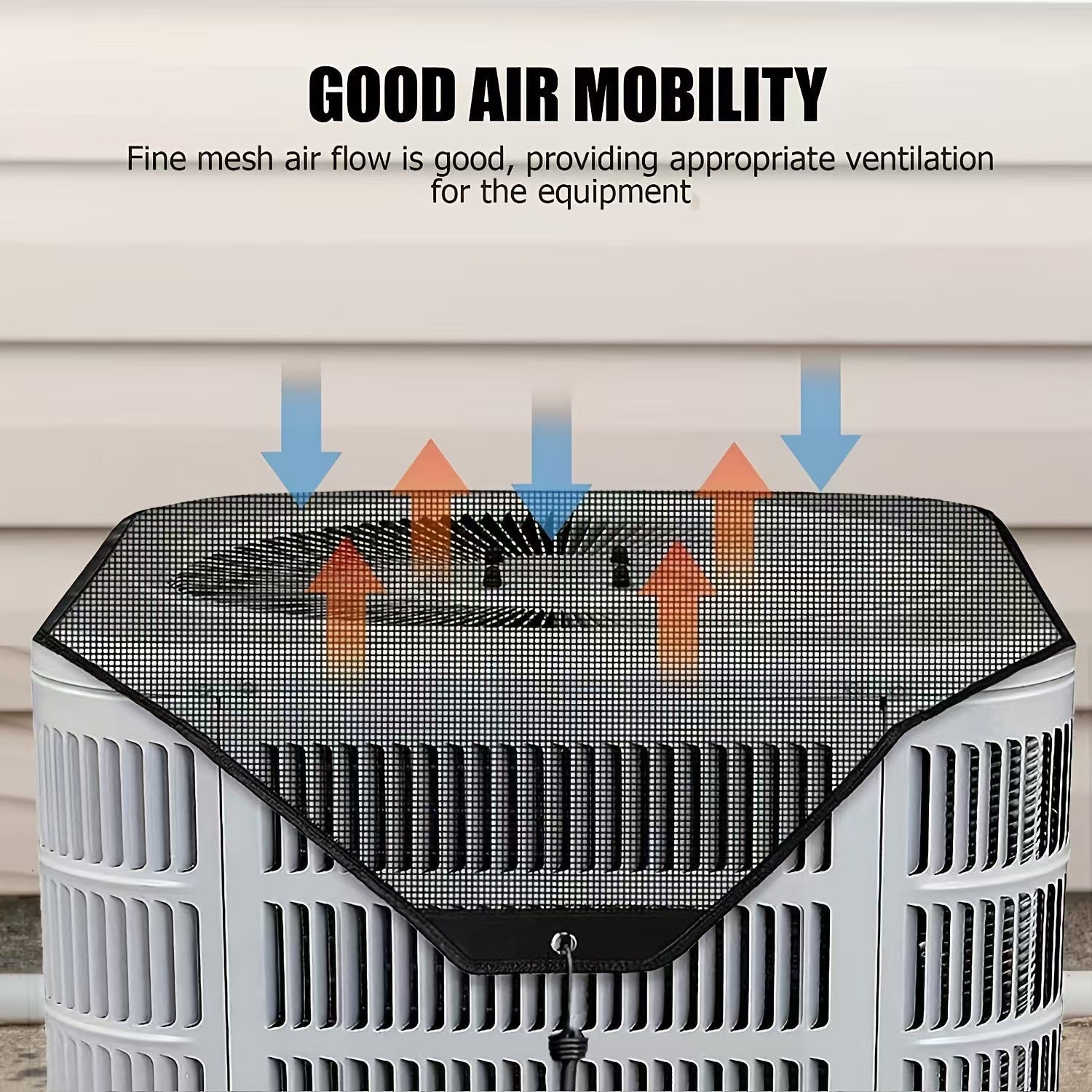 Breathable Mesh Outdoor Air Conditioner Dust Cover with Elastic Rope Leaf-Proof Top