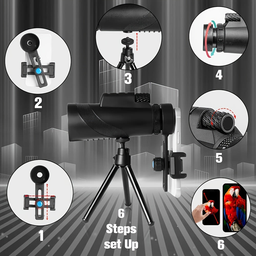 10x40mm Monocular Telescope for Adults Portable Handheld Long Distance Viewing for Camping Hiking Wildlife Observation
