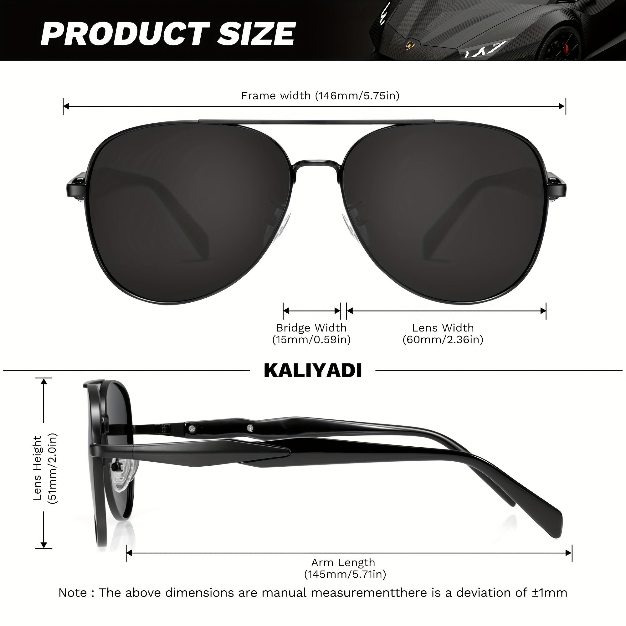 Men's Classic Fashion Glasses Polarized Metal Frames for Driving Fishing Outdoor Activities Wide