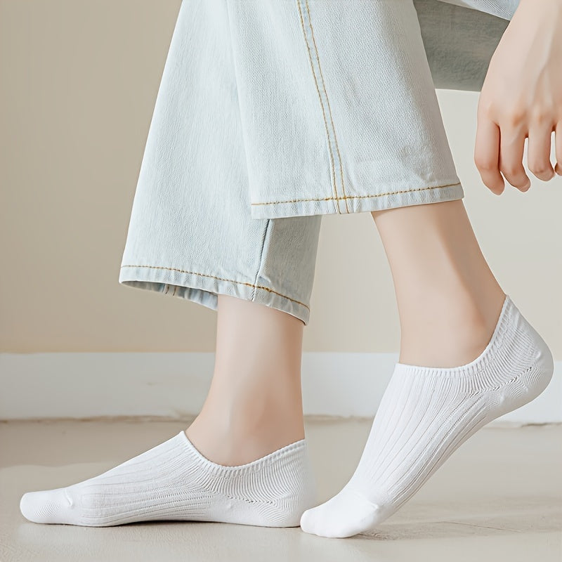 Men's Invisible Socks 5 Pairs Breathable Sweat-Resistant Anti-Odor Solid