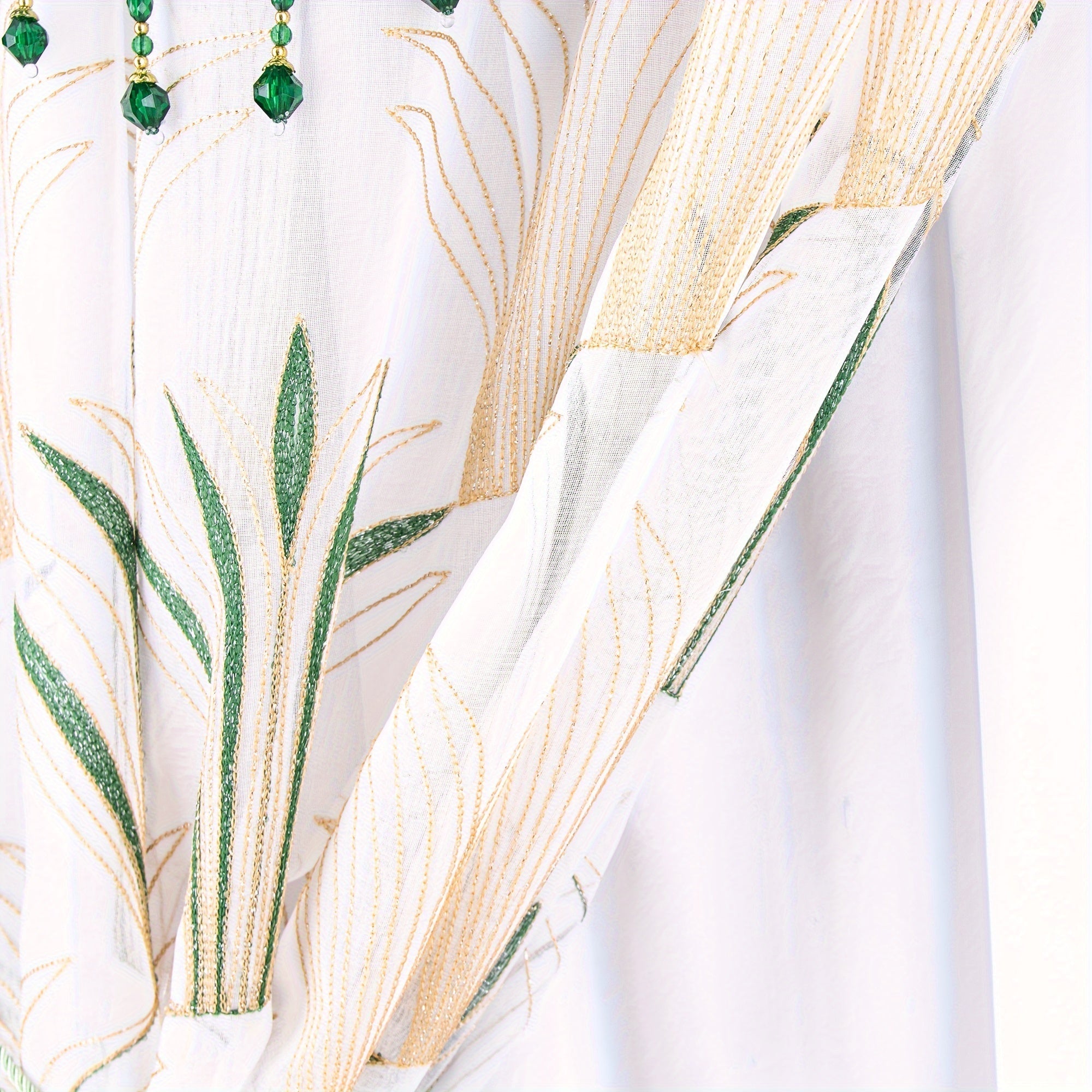 Embroidered Double Layer Curtain 132x213 cm for Living Room Bedroom