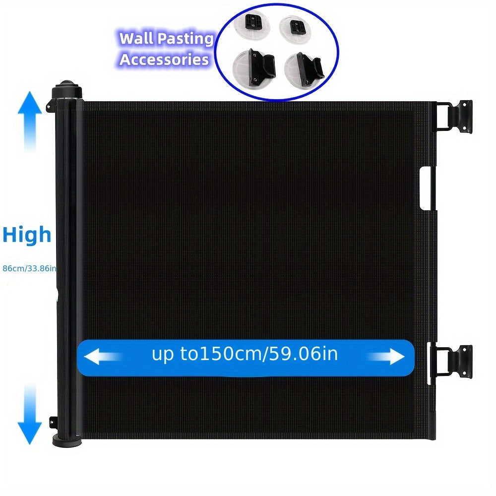 Puerta de seguridad para bebés con malla retráctil extra ancha, para niños y mascotas, de 86cm de altura