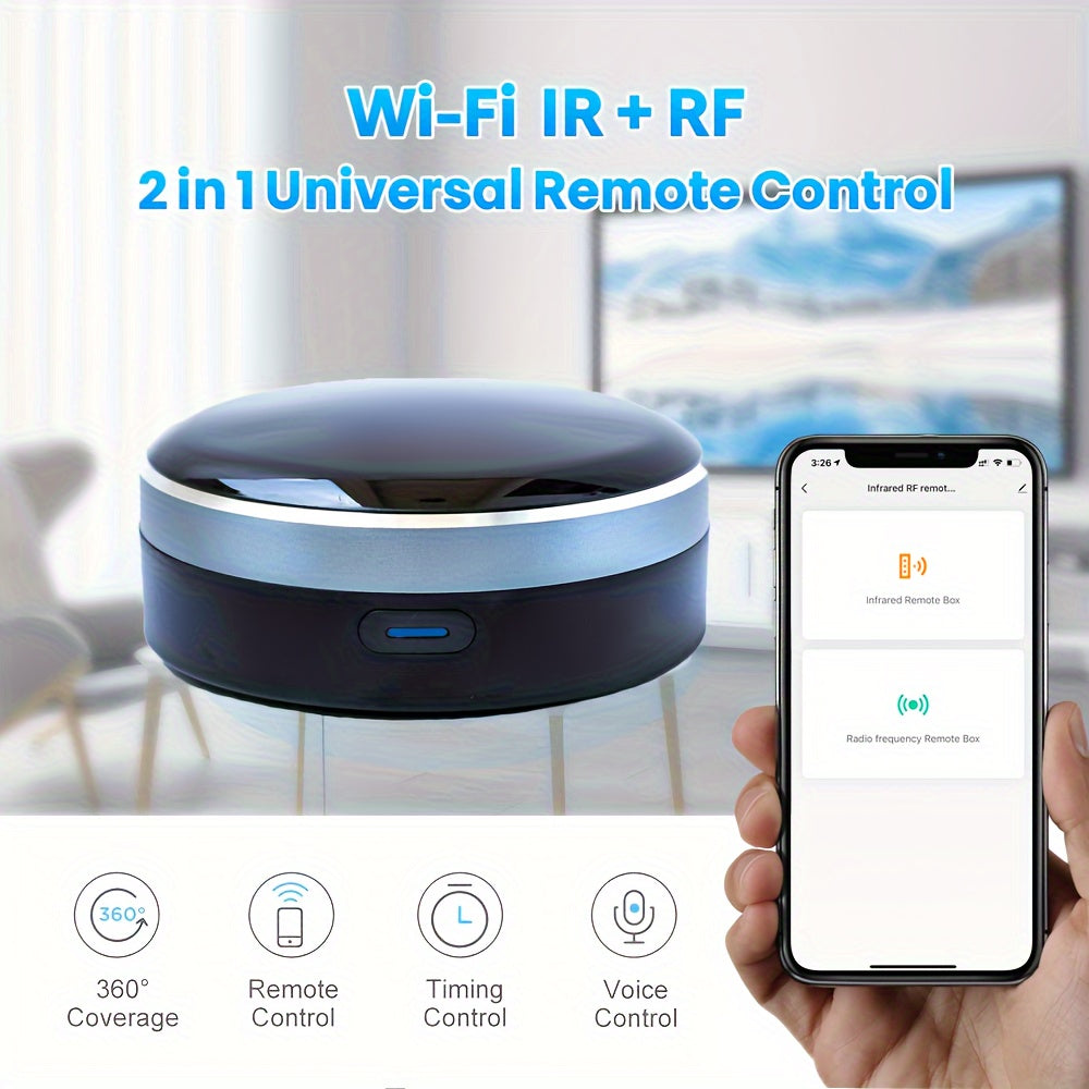 Universal Remote Control WiFi IR RF App Voice Compatible with Smart Home Devices Tabletop USB Powered