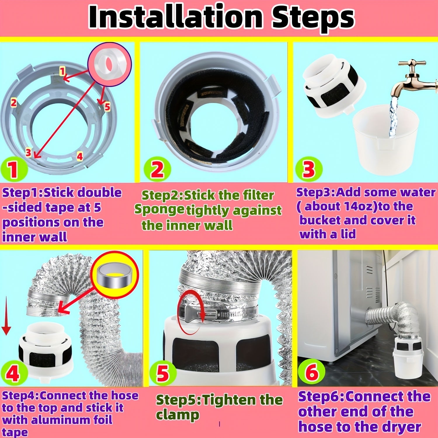 Комплект для ловушки ворса сушилки, гибкая вентиляционная система с фильтрующим цилиндром