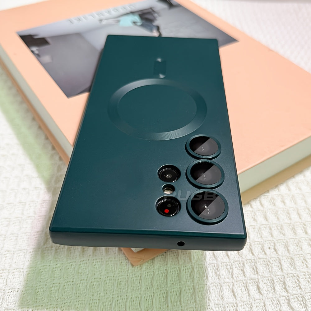 Matte Magnetic Phone Case with Lens Protector for Samsung Galaxy S24 S23 S22 S21 Ultra Plus Wireless Charging