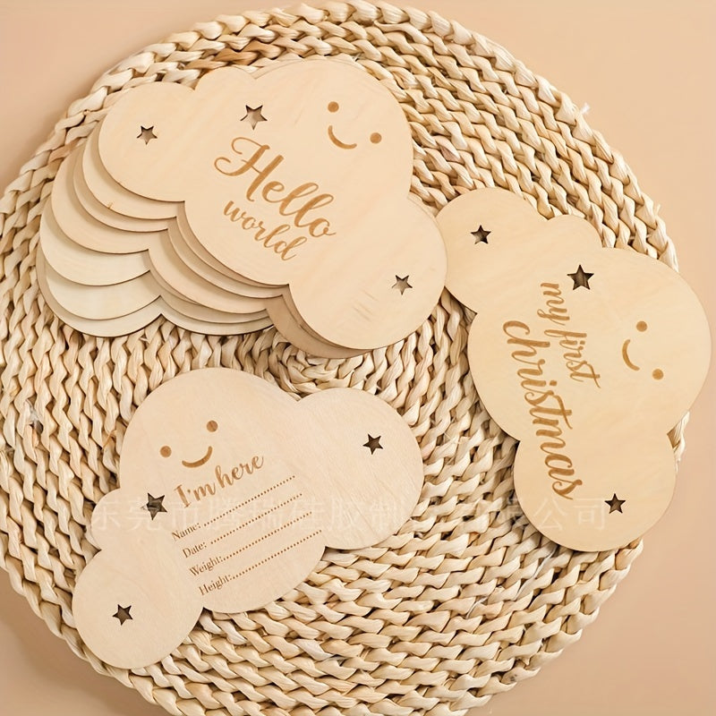 Set of 8 Milestone Cards for Baby Growth and Pregnancy Journey with Wooden Birth Sign and Photo Props