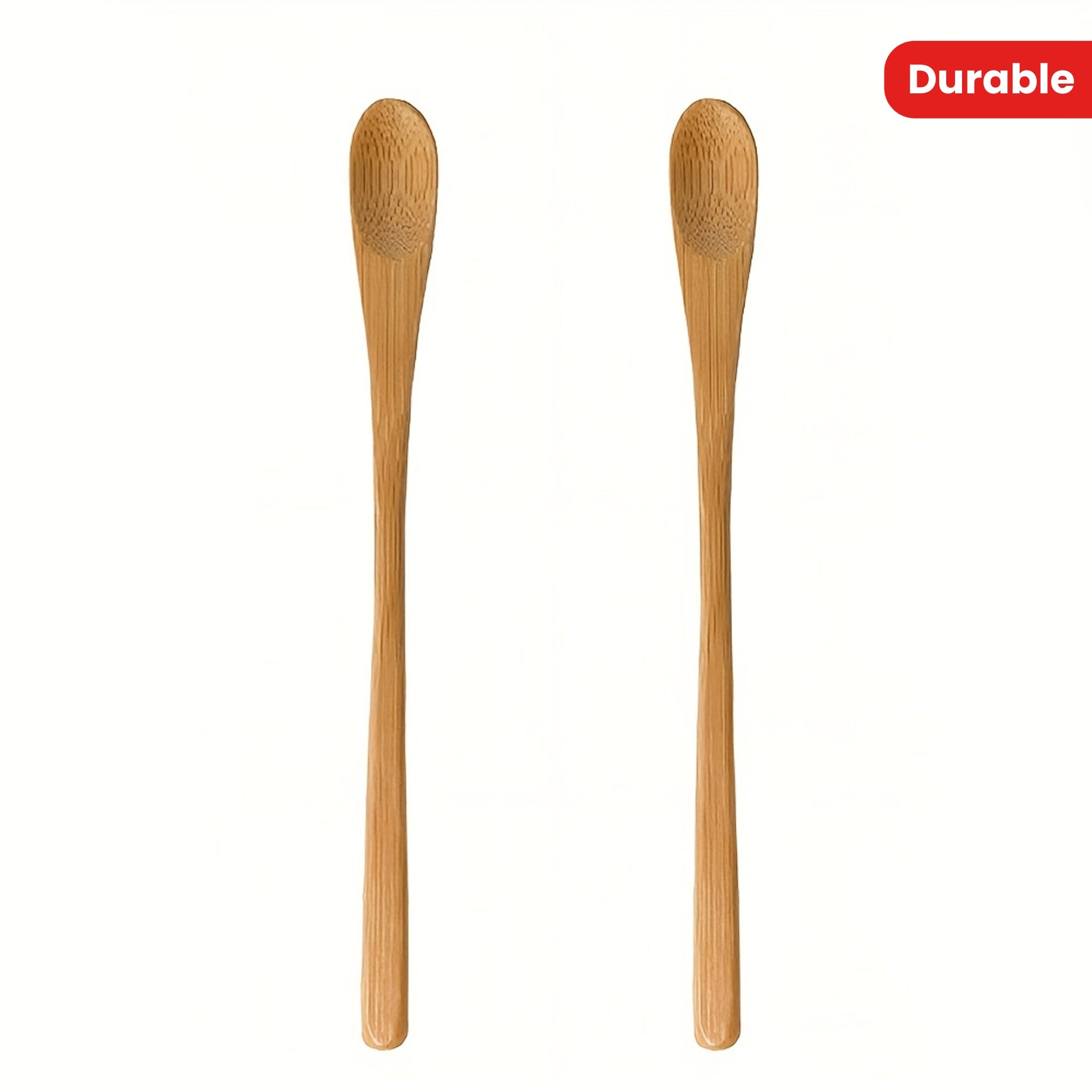 2pcs Wooden Kitchen Utensils Long Handle Bamboo Stirring and Serving Spoons