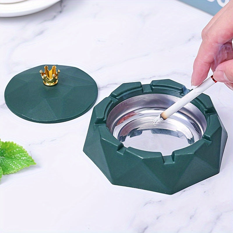 Crown-Style Ashtray with Smokeless Design for Home and Office Decor