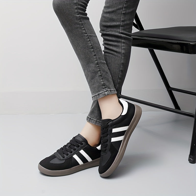 Women's Breathable PU Upper Skateboard Sneakers Lightweight All-Season Rubber Sole