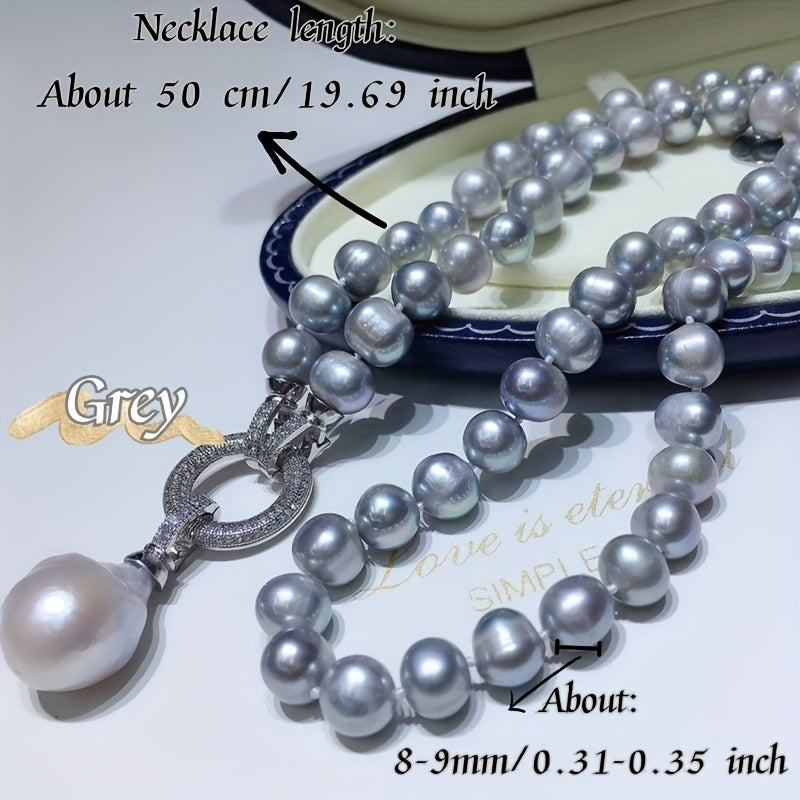 Freshwater Pearl Necklace with Baroque Pendant for Women Casual Formal