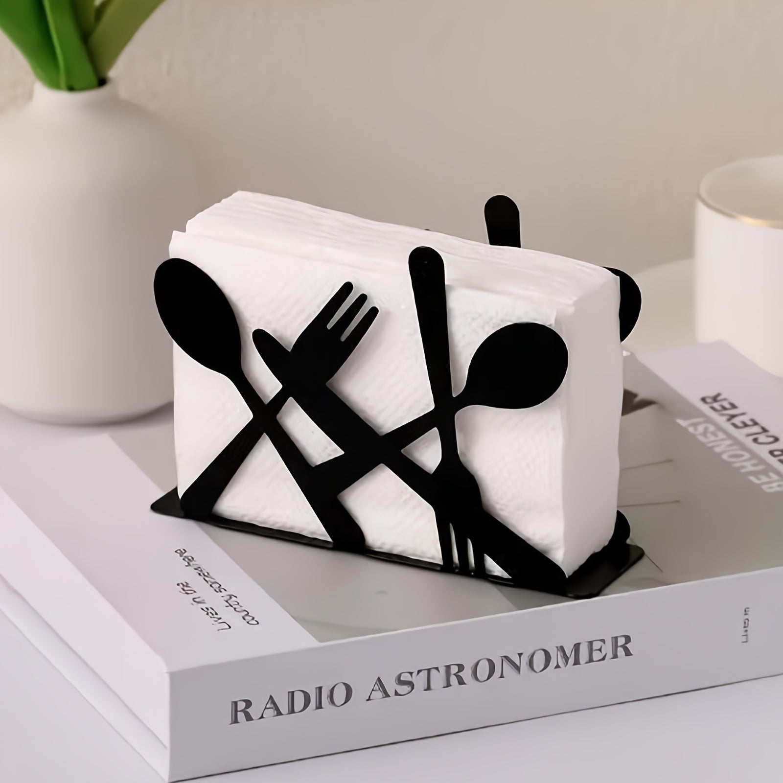 Black Cast Iron Napkin Dispenser for Home and Restaurant Table Decor