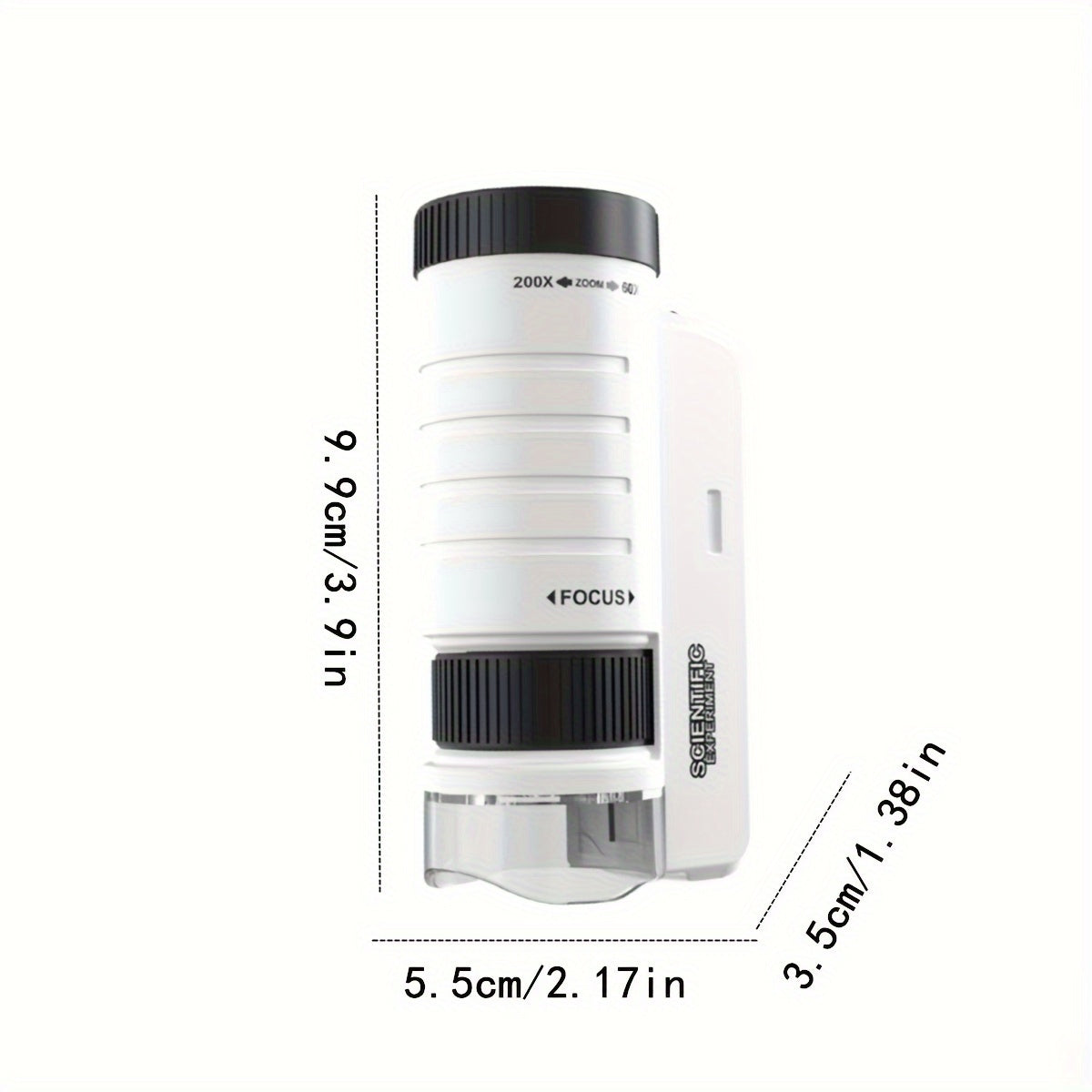 Mini microscopio de juguete con luz LED 60X-200X para exploración al aire libre de niños