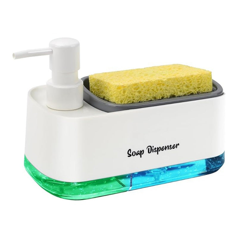 Manual Soap Dispenser with Sponge Holder Non-Electric Nickel-Free Kitchen Sink Countertop Liquid Pump