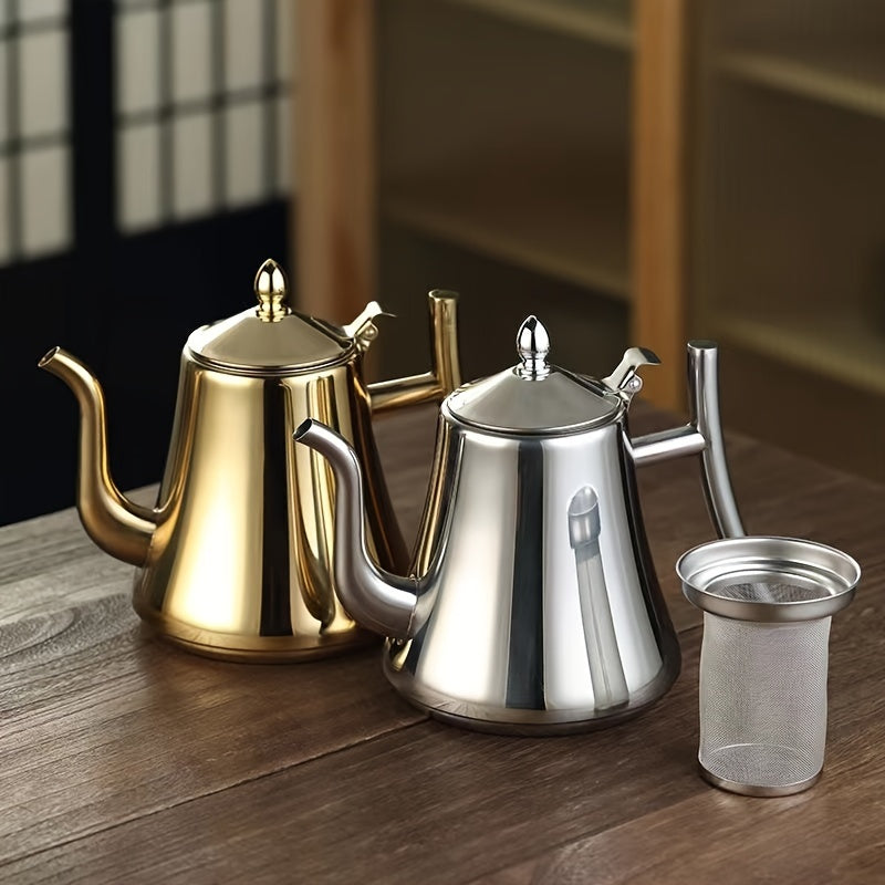 Versatile Tea and Coffee Set with Stainless Steel and Gold Teapots in Gift Box
