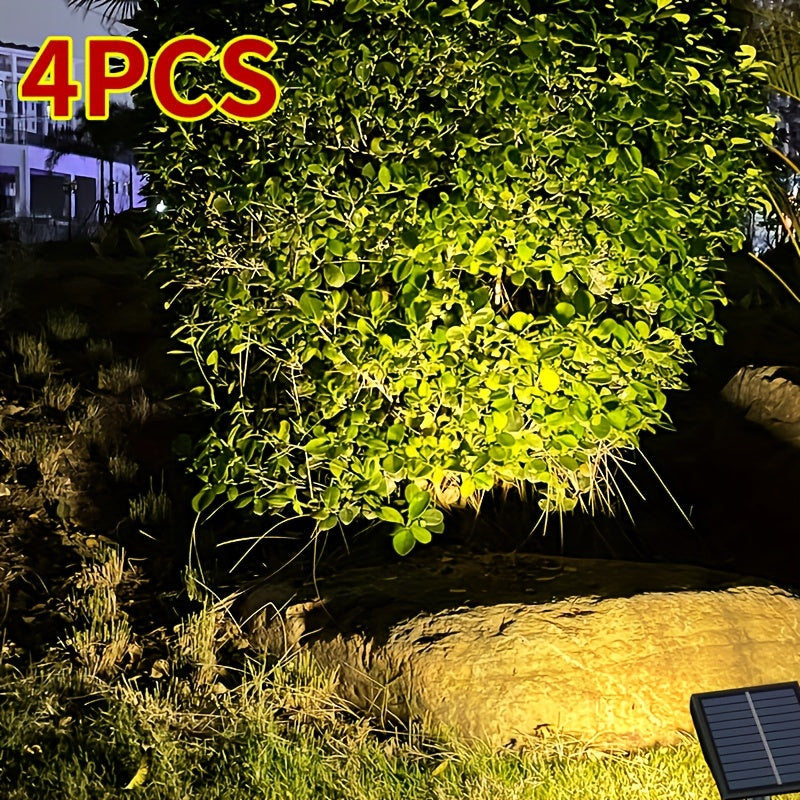 4-to'plam quyosh bog' chiroqlari, 9 LED bilan, silliqlash qilingan yakun, manzara yoritgichi, 2000mAh batareya bilan