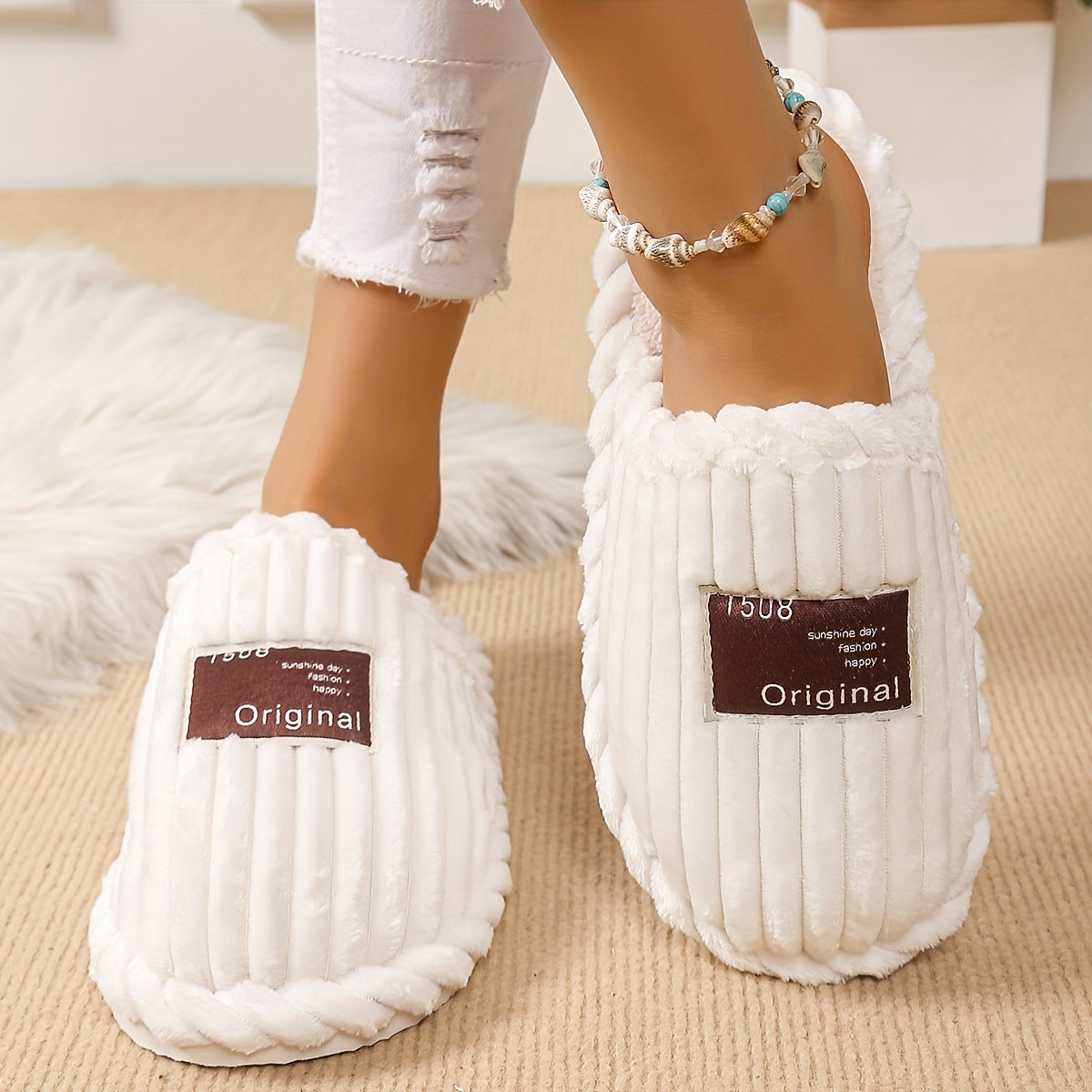 Unisex Winter Slip-On Slippers Comfortable Non-Slip Indoor Casual Shoes