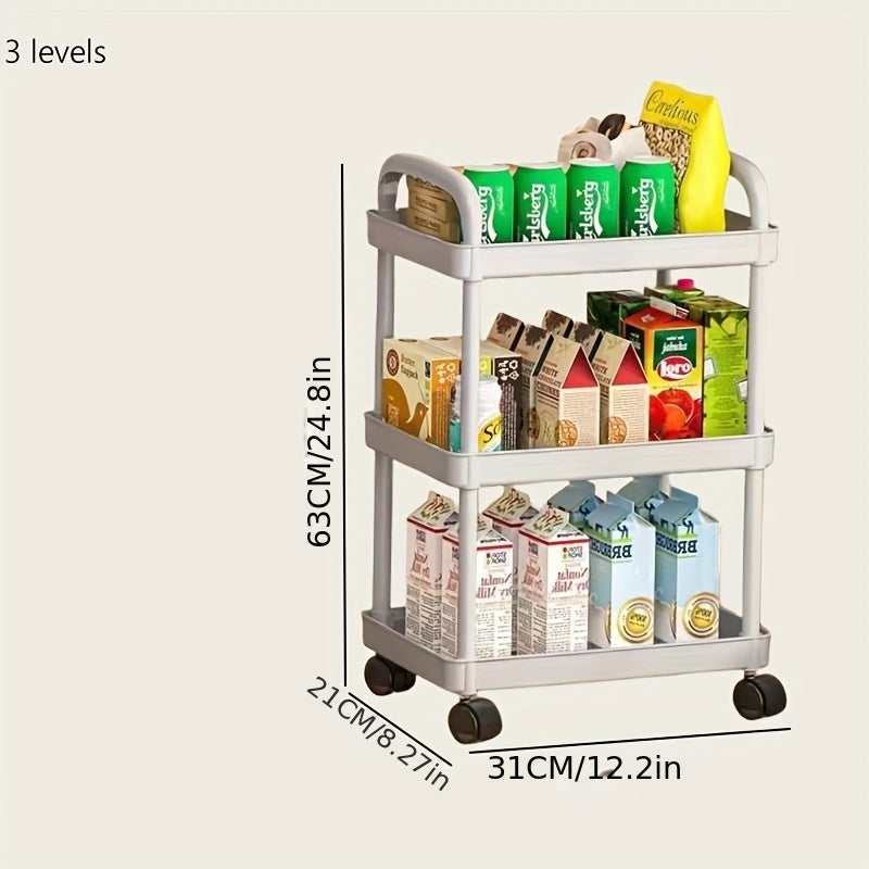 Carro de utilidad con ruedas de plástico, organizador, con múltiples niveles, sin ensamblaje