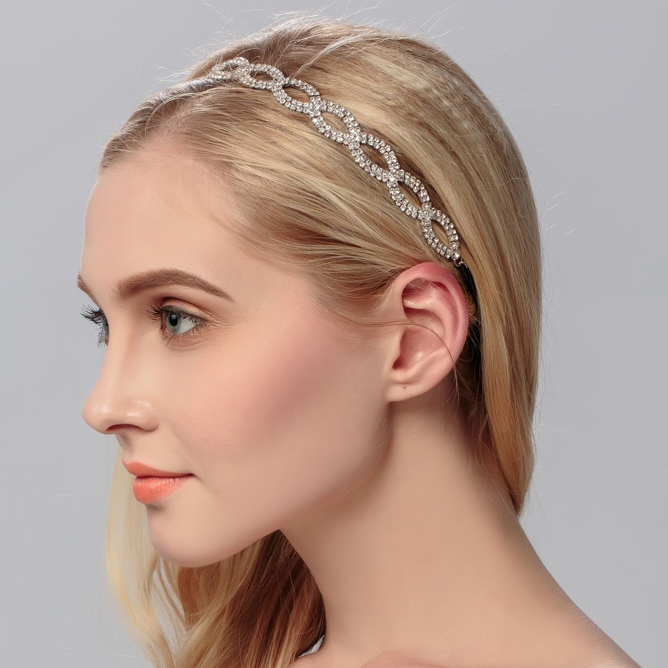 Bridal Hair Accessory Water Diamonds Gold Leaf U-Shaped Hairpin