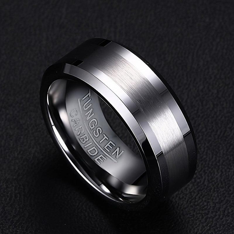 Men's Tungsten Steel Ring Durable Black Wedding Band Size 10