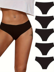 Women's Black Seamless Briefs Low-Rise Breathable Nylon Elastane Stretchy Hand Wash