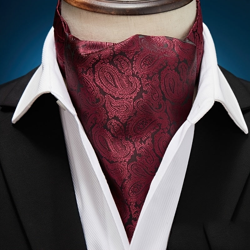 Men's Autumn Winter Double-Layer Paisley Pattern Collared Shirt Scarf for Casual Formal