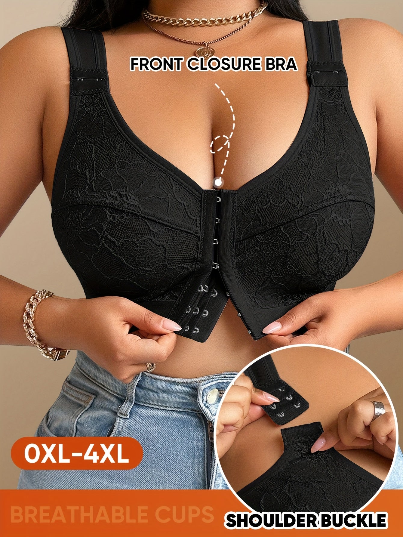 Sujetador de talla grande para mujer sin aros, con espalda en forma de U, suave, transpirable y de cobertura total