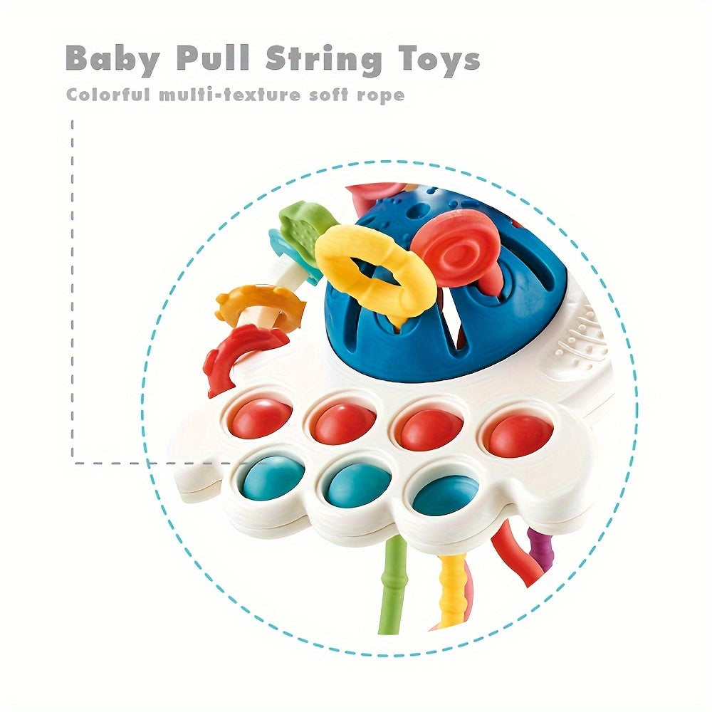 Blue Silicone Octopus Finger Puppet Toy for Kids Educational Entertainment