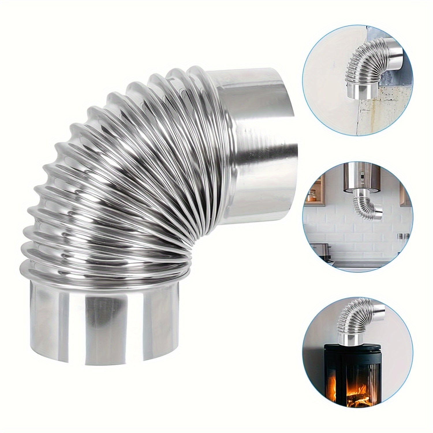 Two 90-Degree Stainless Steel Stove Pipe Bends 2.36 Inches for Camping Tent Stove