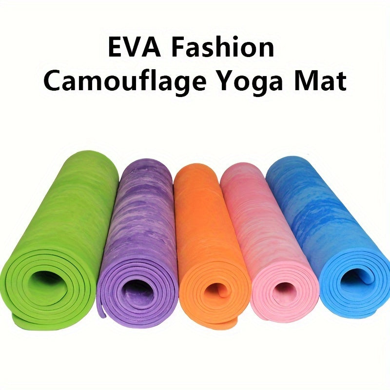 EVA esterilla de yoga camuflaje antideslizante, absorbente de sudor, resistente a golpes, ligera, azul y púrpura