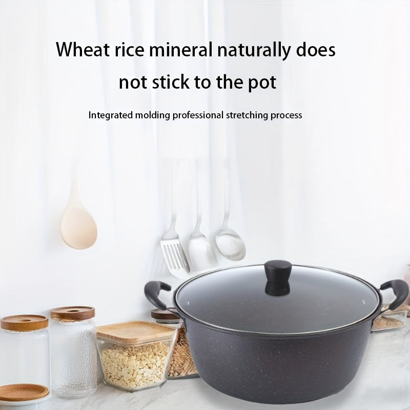 Durable Korean-Style Soup Pot with Lid for Noodles and Stews, Dishwasher Safe