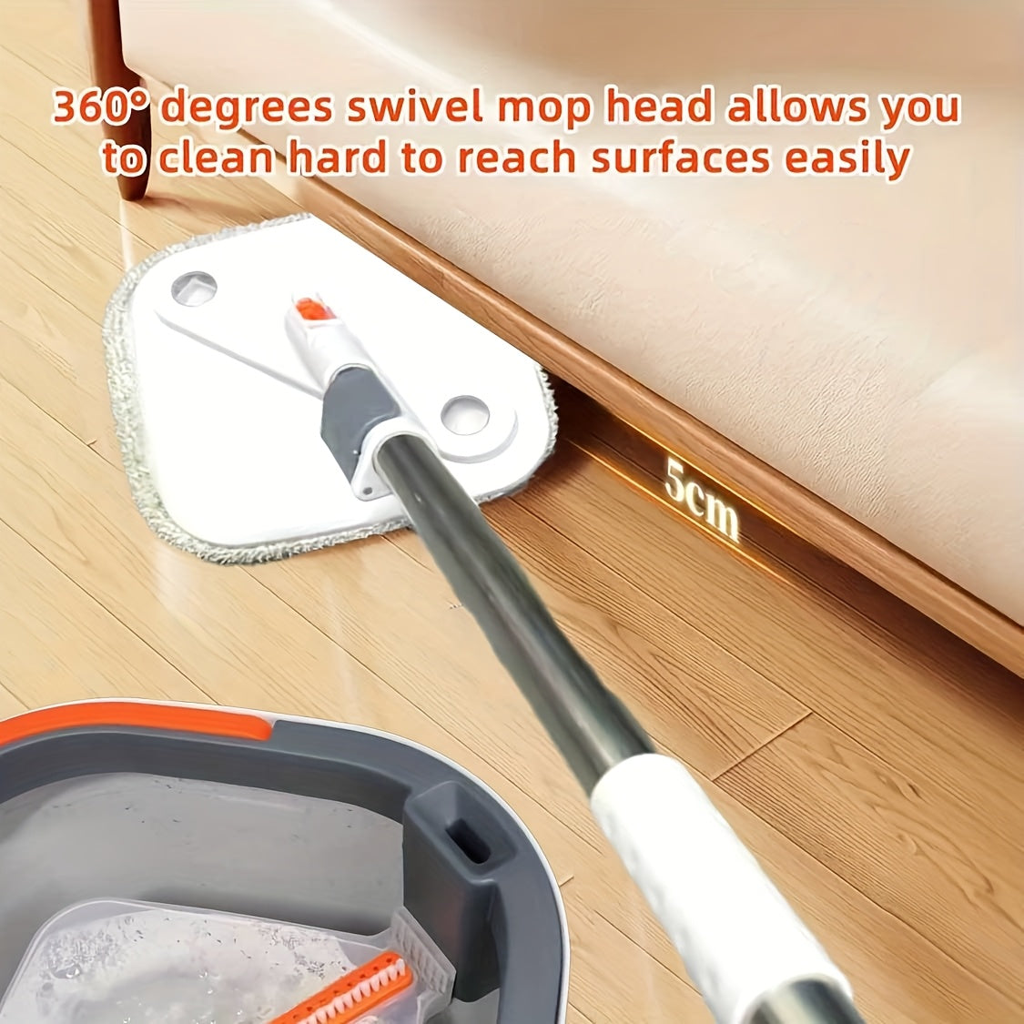 Grey Self-Cleaning Rotating Mop and Bucket Set for Hardwood and Tile Floors