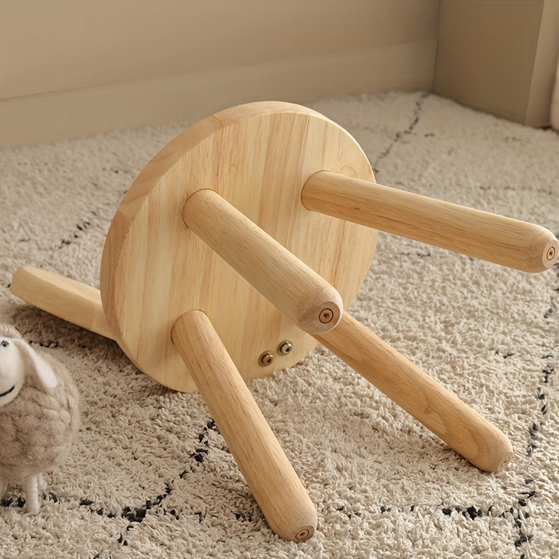 Rabbit Ears Wooden Stool Solid Rubberwood Modern Animal Design Child Chair