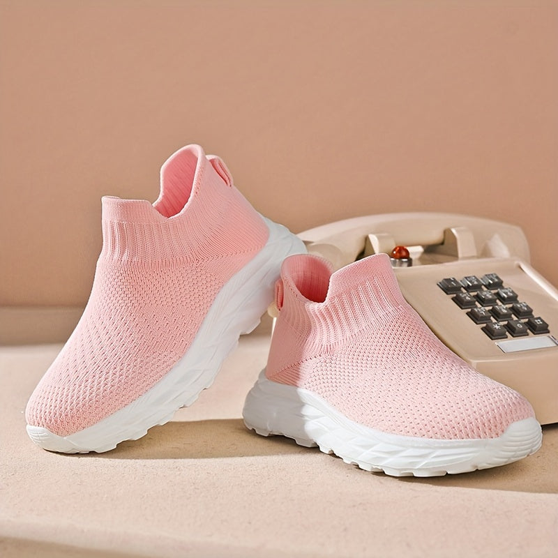 Kids' Slip-On Sneakers with Breathable Knit Upper Lightweight EVA Sole Non-Slip Rubber All-Season Casual