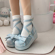 Women's Flannel Mary-Jane Shoes with Bow Round Toe Puncture Resistant All-Season Comfort