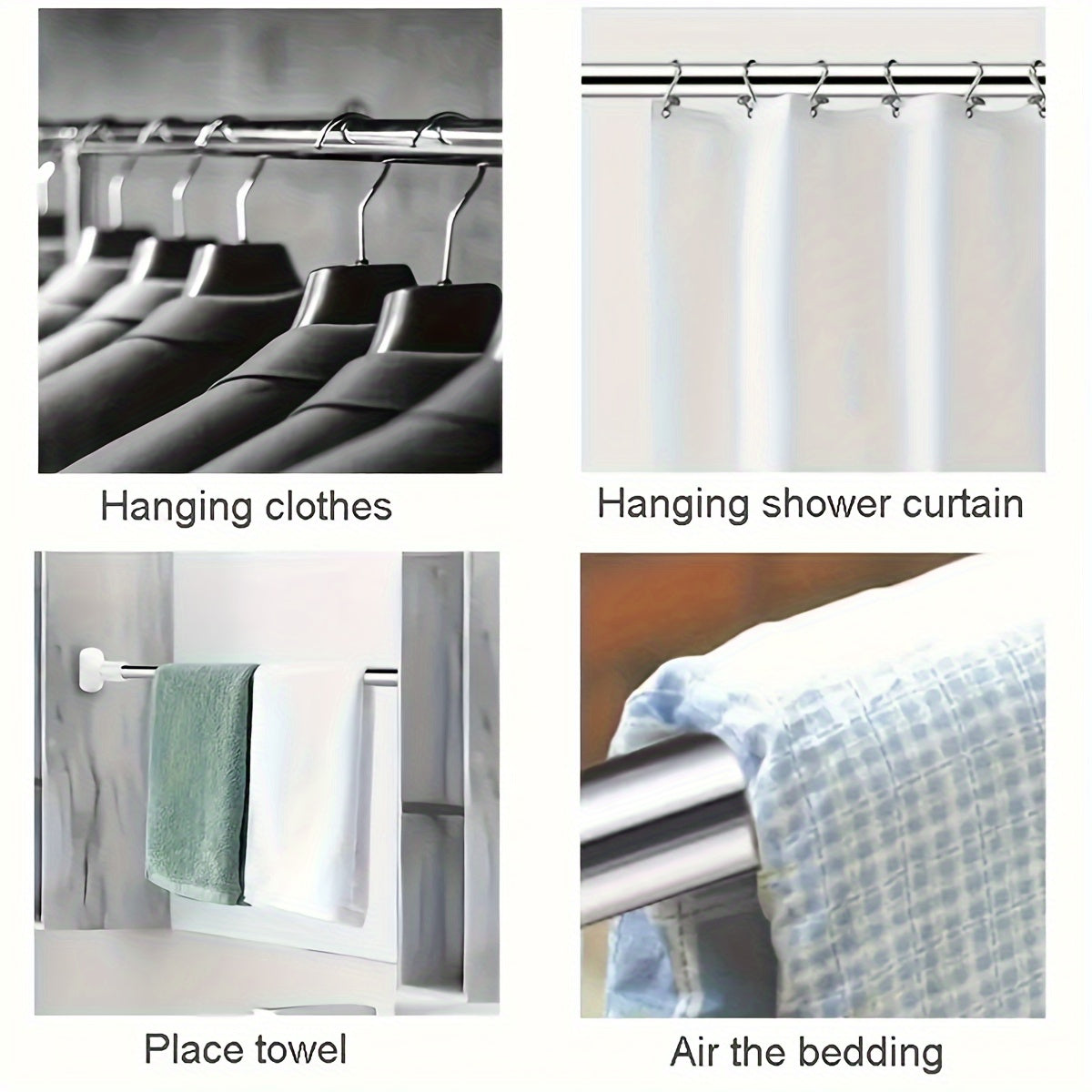 Adjustable Tension Shower Curtain Rod for Windows and Doors Easy Installation No Drilling
