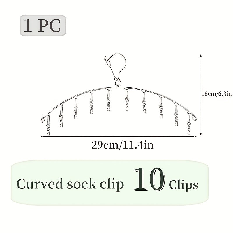 Estante de secado de acero inoxidable con clips de bloqueo para calcetines y ropa interior, ahorro de espacio, 10 o 20 clips