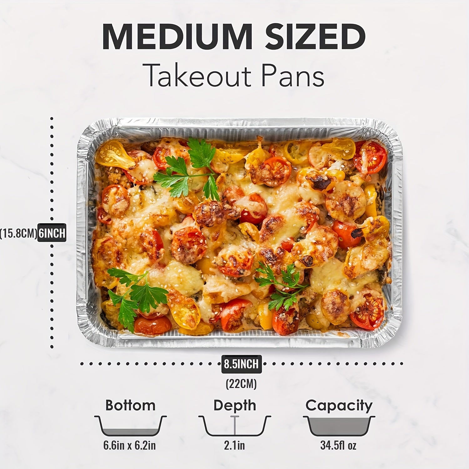 Pack of 10 Aluminum Food Storage Containers with Lids Medium Sized for Meal Prep